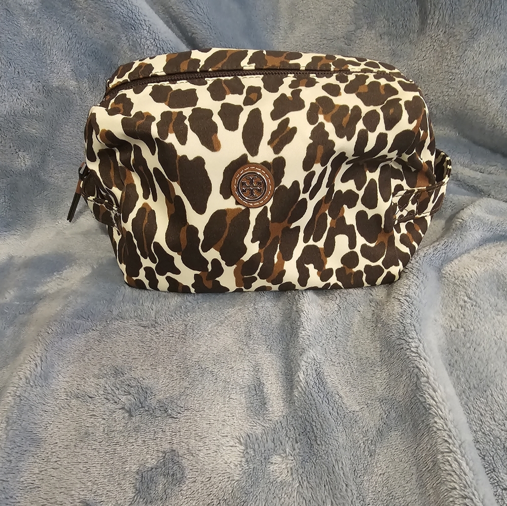 Tory Burch Large Reva Leopard Cosmetic Bag